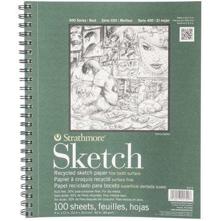 Strathmore Recycled Sketch Spiral Paper Pad 9"X12"-100 Sheets