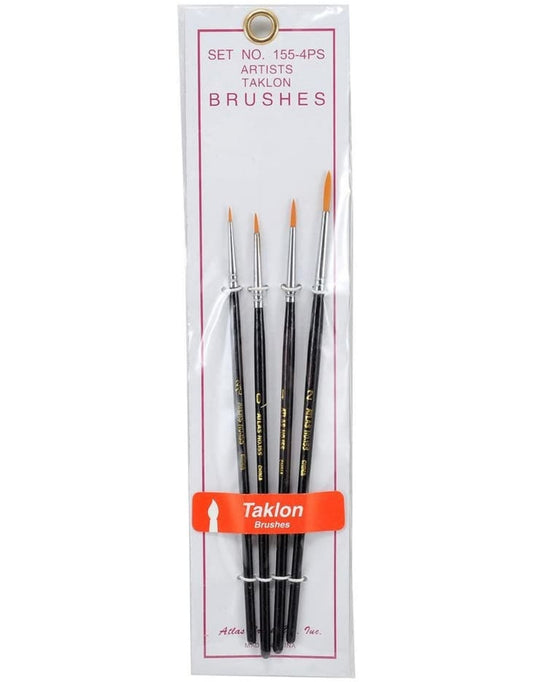 Atlas Brush Co. 155-4PS - Detail Round Taklon 4 Piece Brush Set