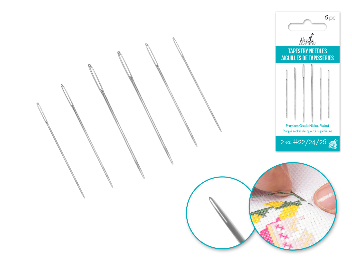 Needlecrafters: Tapestry Needles 6pc 2ea #22/24/26