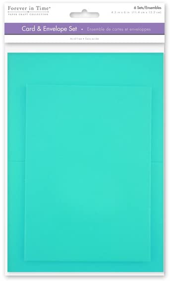 Forever in Time  Cards and Envelopes, 6 Sets, 4.5 in x 6 in, Tiffany Blue