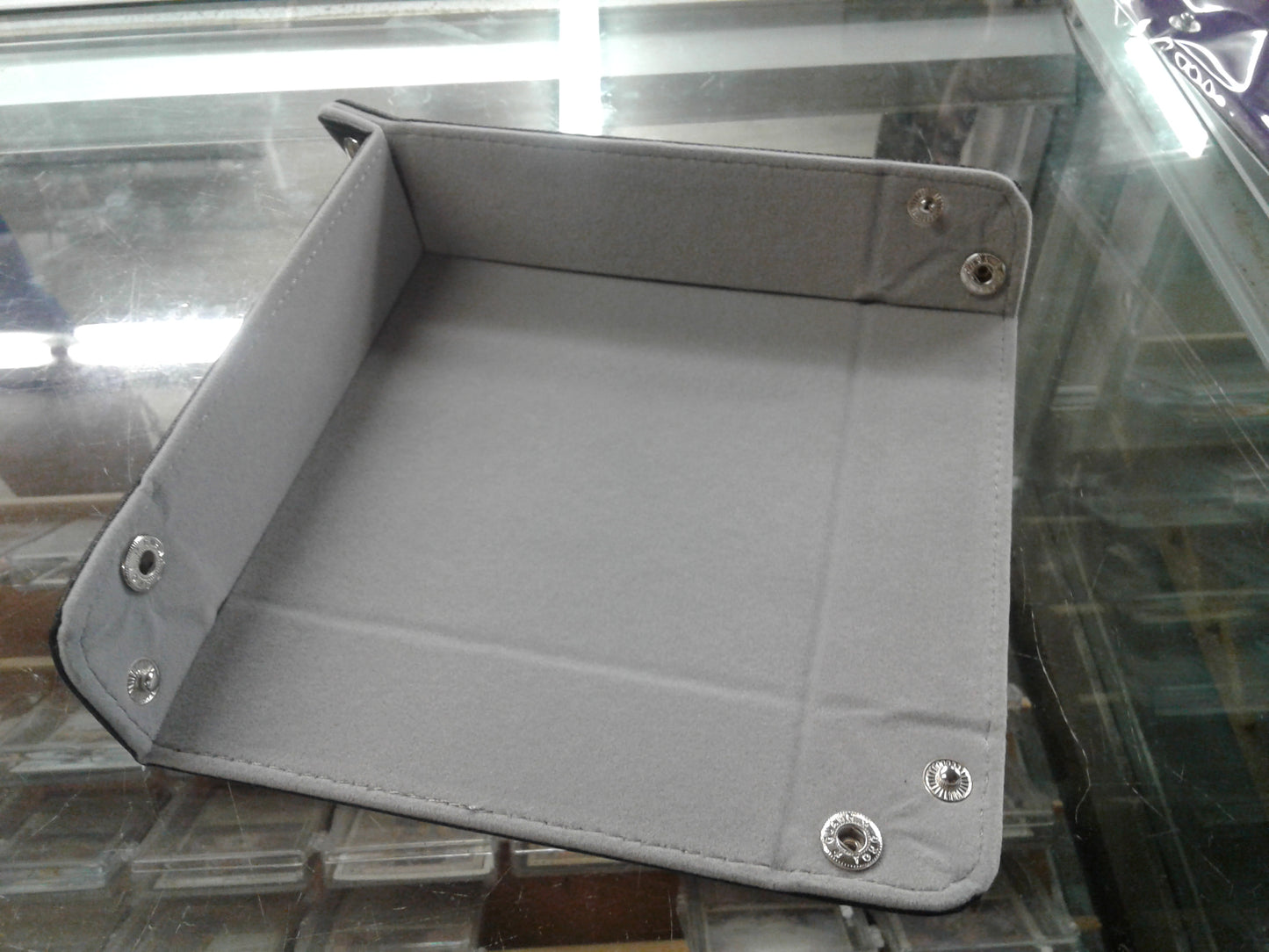 Folding Square Tray w/ Grey Velvet