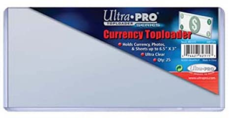 Ultra Pro 6-1/2" x 3" Currency Toploader 25ct