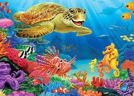 Cobble Hill Undersea Turtle Tray Puzzle 35 pc