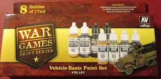 VALLEJO 70.157 WARGAMES PAINT SERIES VEHICLE BASIC SET (8) ACRYLIC PAINTS WWII
