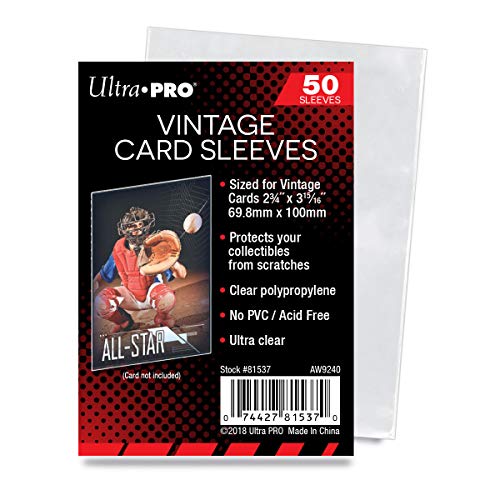 Ultra Pro Vintage Card Sleeves - Clear Sleeves For Vintage Baseball Cards and Memorabilia, 50ct