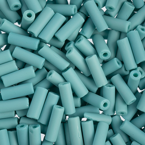 Glass WAMPUM Beads Tubes 8x3mm Opaque Turquoise Matt