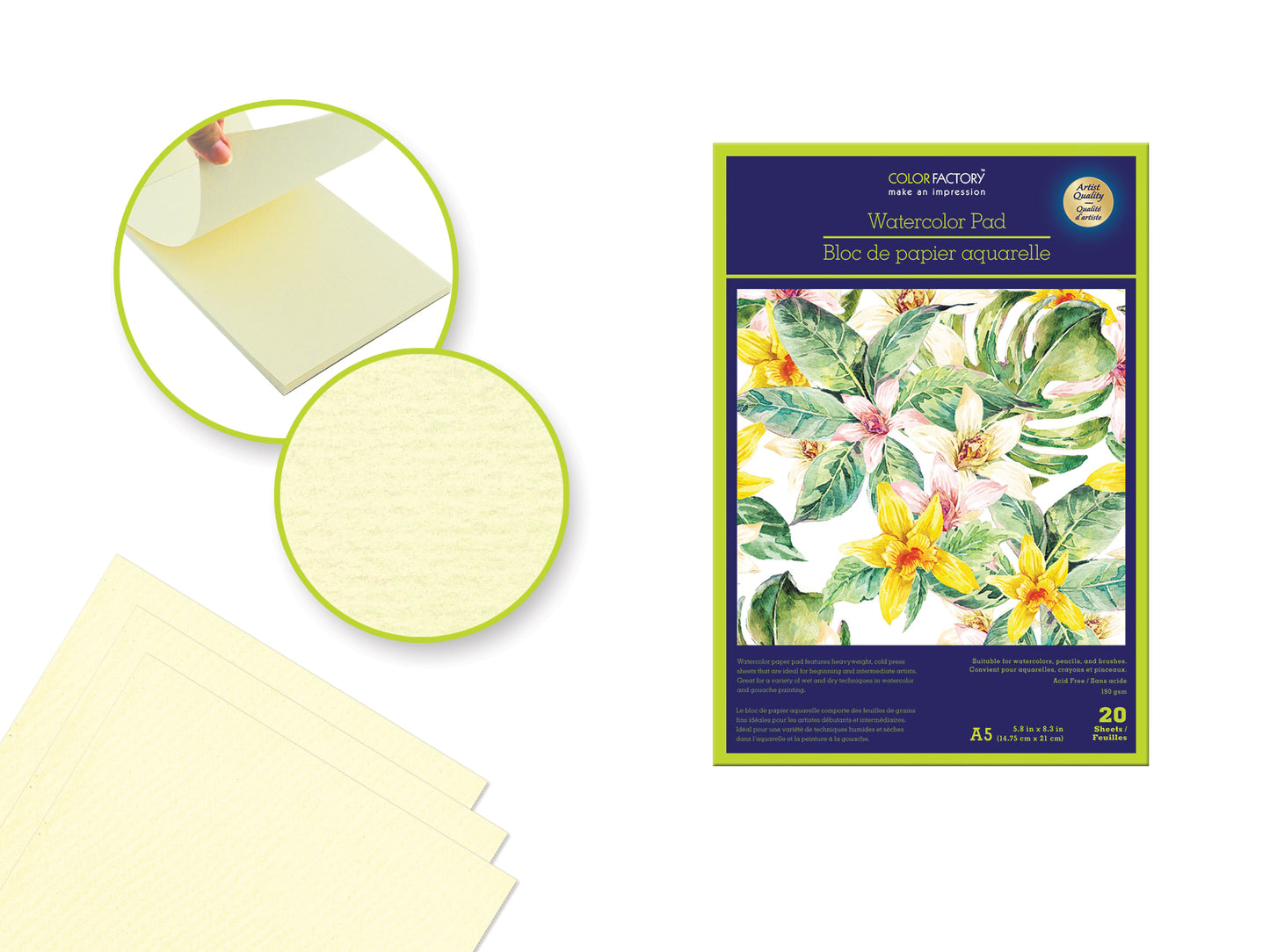 Color Factory: Watercolor Pad 5.8"x8.3" (A5) 300gsm 20 Sheets Acid Free