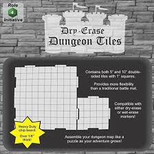 Dry Erase Dungeon Tiles, White - Pack of 5 10" and 16 5” square tiles