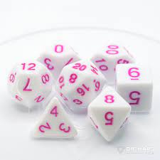 7 Piece RPG Set - White & Pastel Magenta