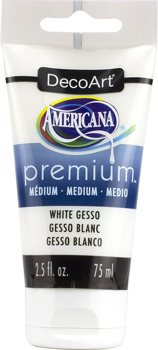Deco Art White Gesso Americana Acrylic Paint Premium Medium Tube 2.5 oz