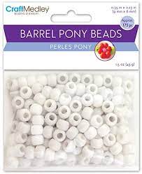 Pony Beads: 9mmx6mm Barrel Standard - White