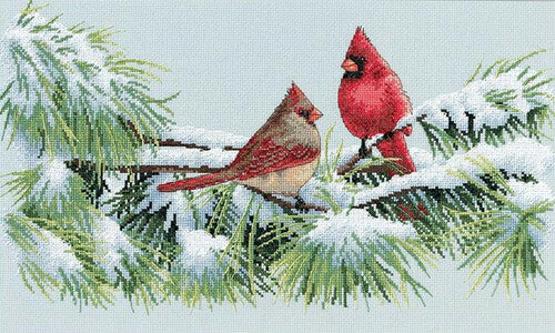 Dimensions  Counted Cross Stitch Kit Pattern: Winter Cardinals