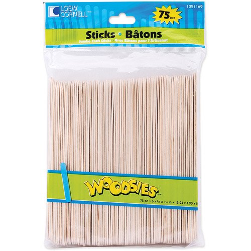 Woodsies Jumbo Craft Sticks, 6", 75-Pack